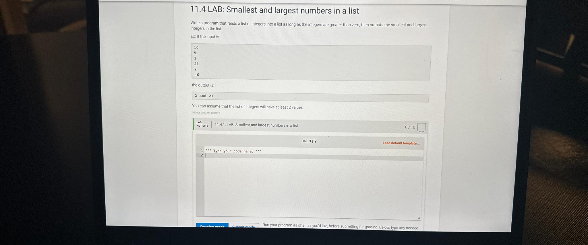 Solved 11 4 LAB Smallest And Largest Numbers In A Chegg