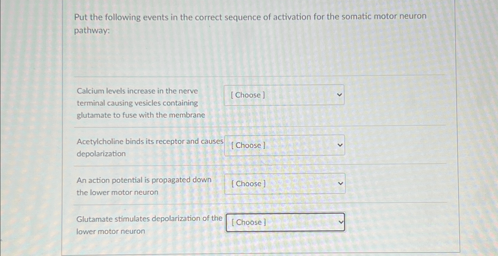 Solved Put The Following Events In The Correct Sequence Of Chegg