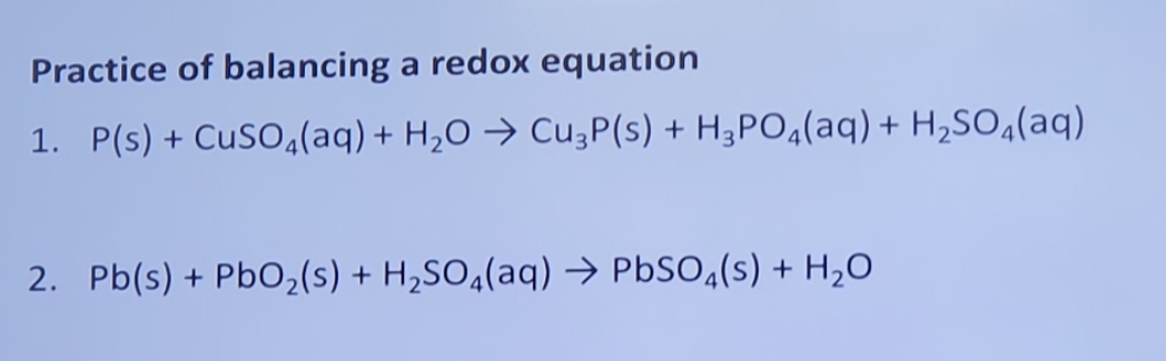 Solved Practice Of Balancing A Redox Chegg