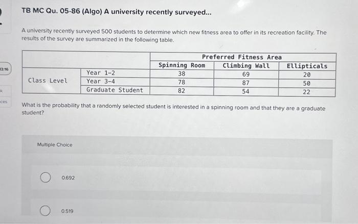 Solved Tb Mc Qu Algo A University Recently Chegg