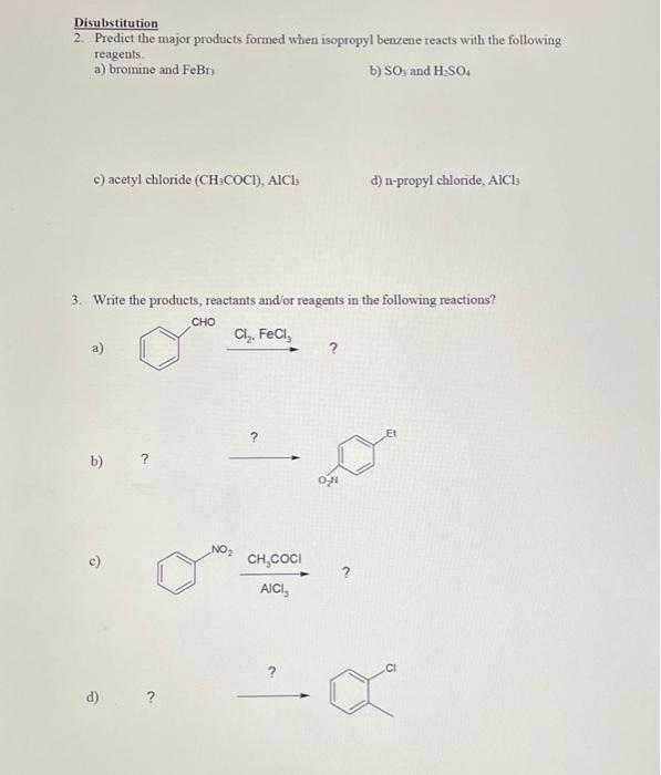 Solved Disubstitution 2 Predict The Major Products Formed Chegg