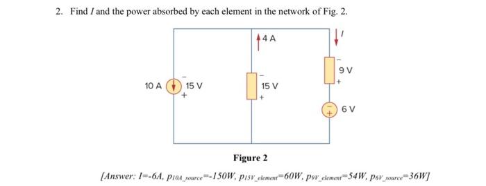 Solved 2 Find I And The Power Absorbed By Each Element In Chegg