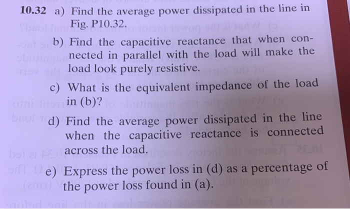 Solved A Find The Average Power Dissipated In The Chegg