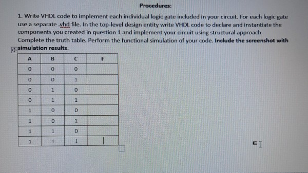 Solved Procedures Write Vhdl Code To Implement Each Chegg