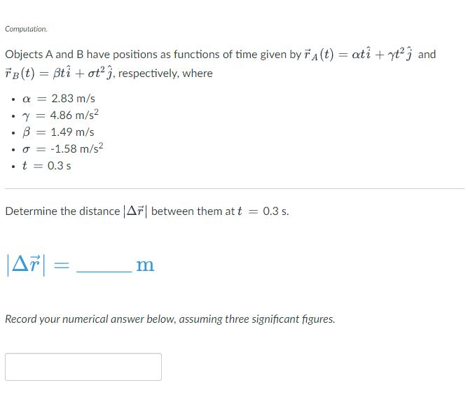 Solved Computation Objects A And B Have Positions As Chegg