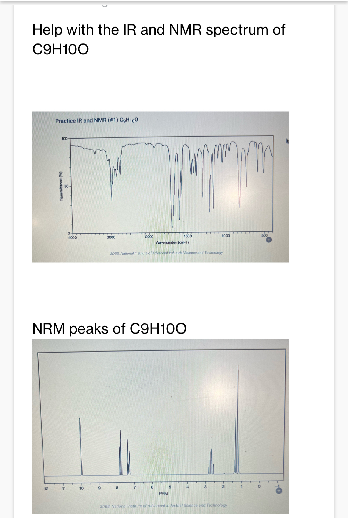 Solved Help With The IR And NMR Spectrum Of C9H10OPractice Chegg