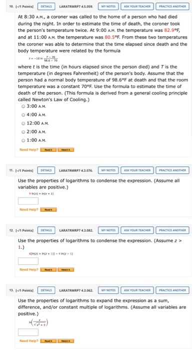 Solved DETAILS MYNOTES ASK YOUR TEACHER 1 1 Points Chegg