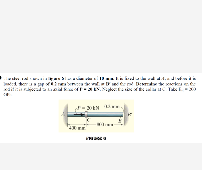 Solved The Steel Rod Shown In Figure 6 Has A Diameter Of Chegg