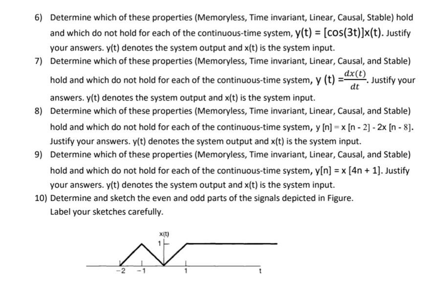 Solved 6 Determine Which Of These Properties Memoryless Chegg