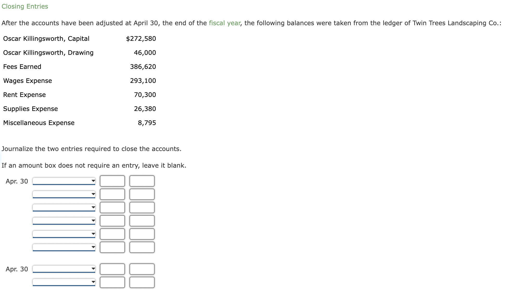 Solved Closing Entriesafter The Accounts Have Been Adjusted Chegg