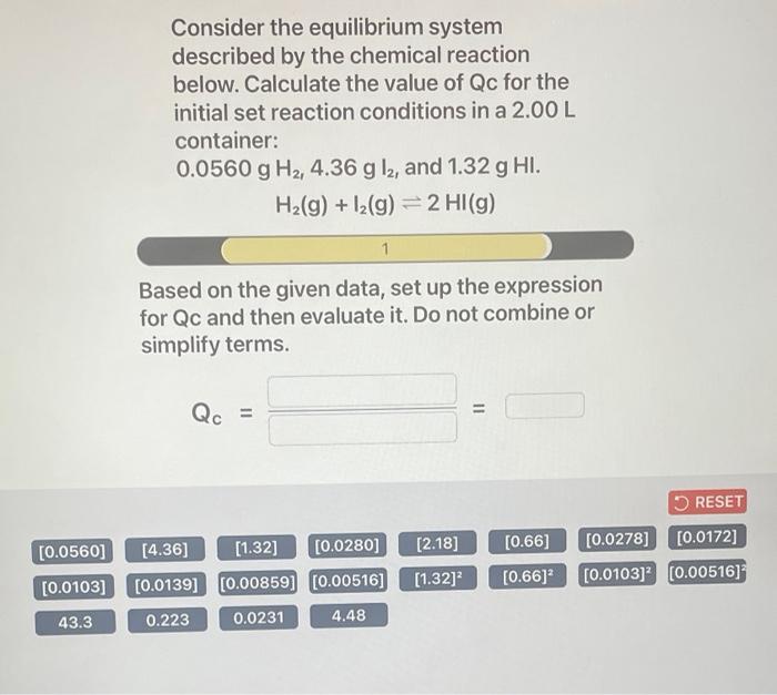 Solved Consider The Equilibrium System Described By The Chegg