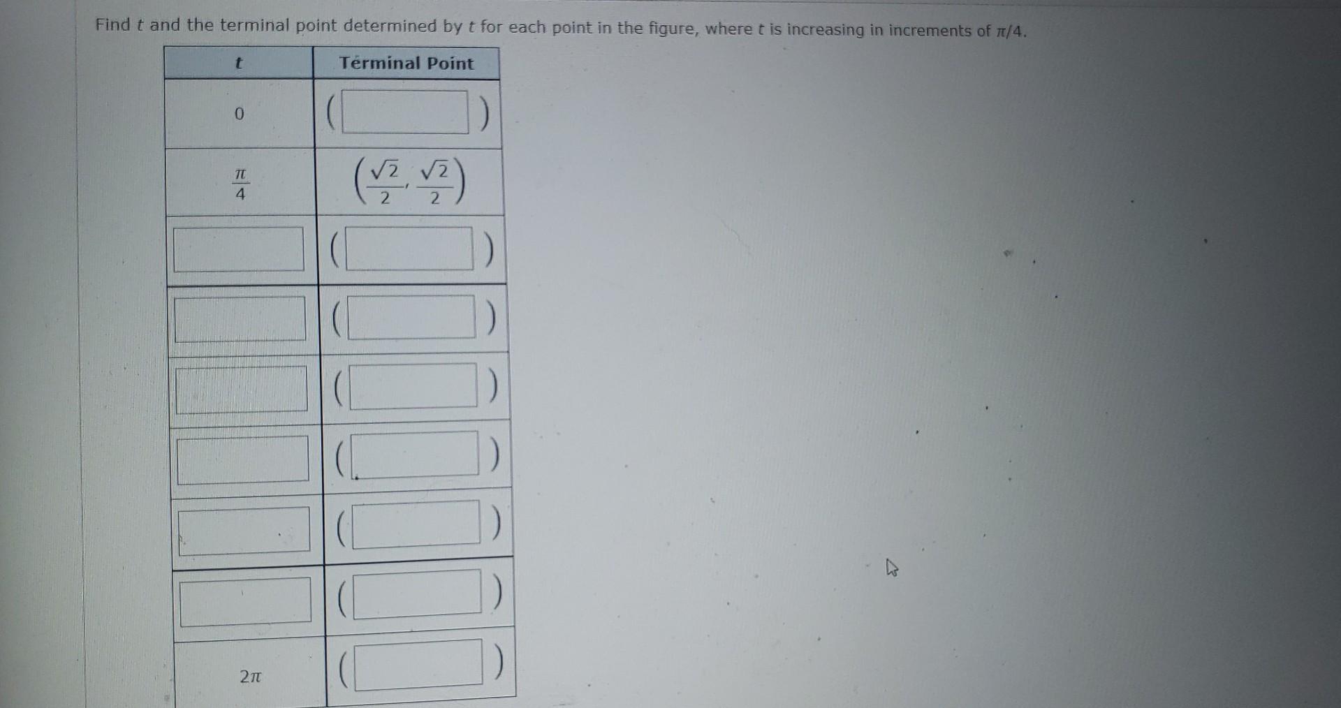 Solved Consider The Following Find T And The Terminal Point Chegg