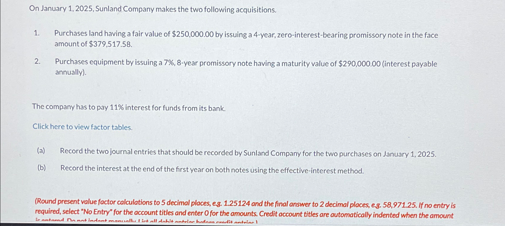 Solved On January 1 2025 Sunland Company Makes The Two Chegg