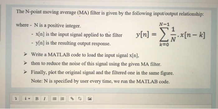 Solved The N Point Moving Average Ma Filter Is Given By Chegg