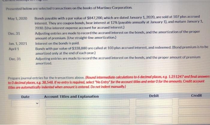 Solved Presented Below Are Selected Transactions On The Chegg