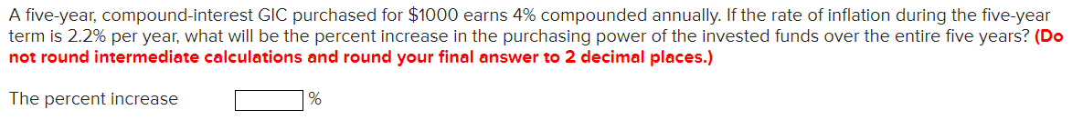 Solved A Five Year Compound Interest Gic Purchased For Chegg