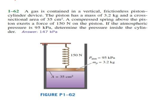 Solved A Gas Is Contained In A Vertical Frictionless Chegg