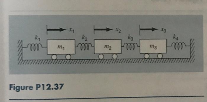 Solved 12 37 Consider The Three Mass Four Spring System In Chegg