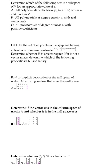 Determine Which Of The Following Sets Is A Subspace Chegg