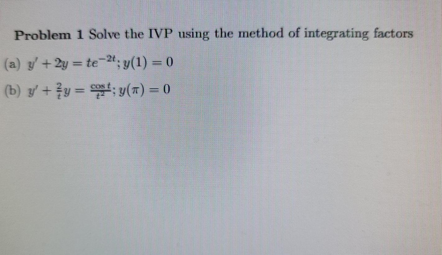 Solved Problem Solve The Ivp Using The Method Of Chegg