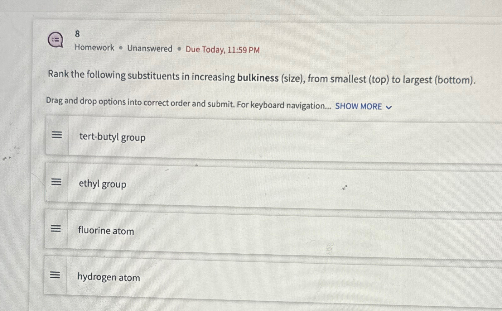 Solved 8Homework Unanswered Due Today 11 59 PMRank Chegg