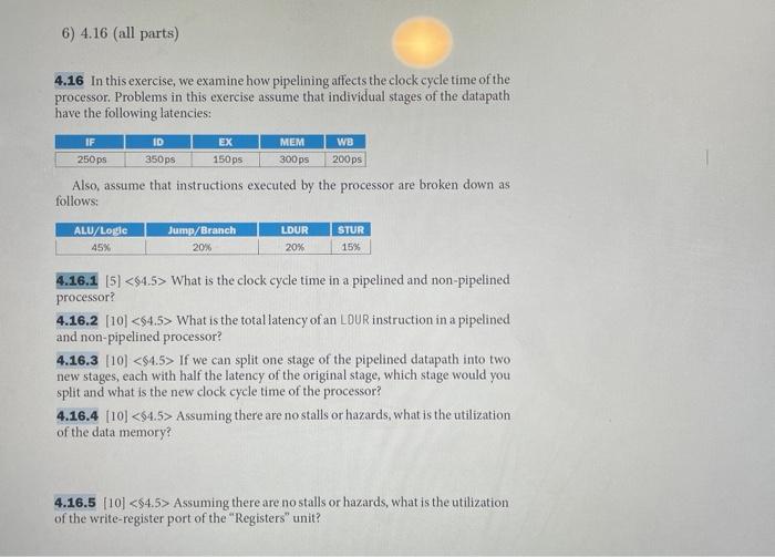 Solved 4 16 In This Exercise We Examine How Pipelining Chegg
