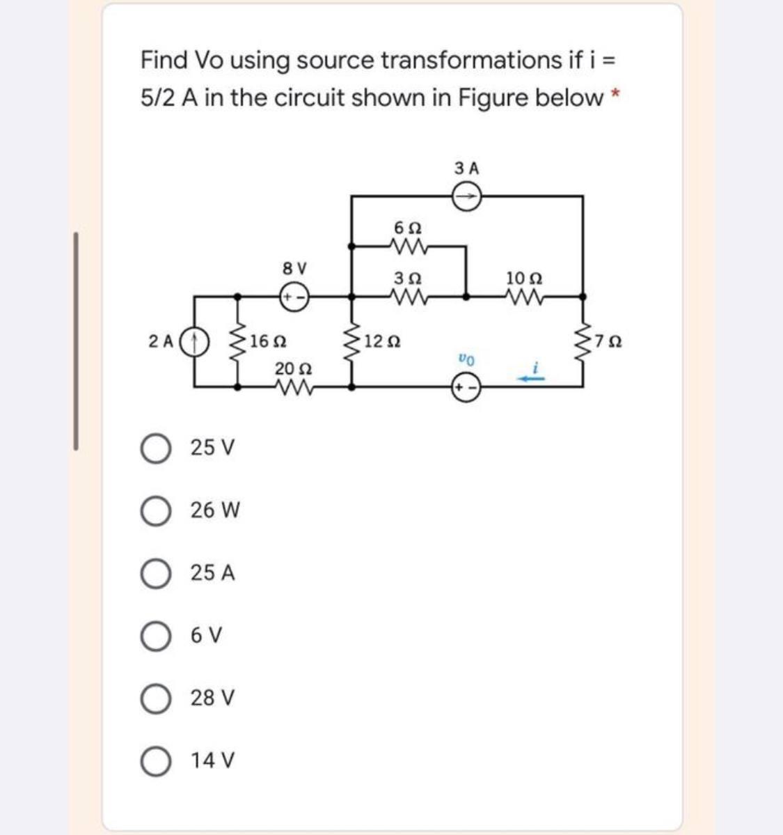 Solved Find Vo Using Source Transformations If I A In Chegg