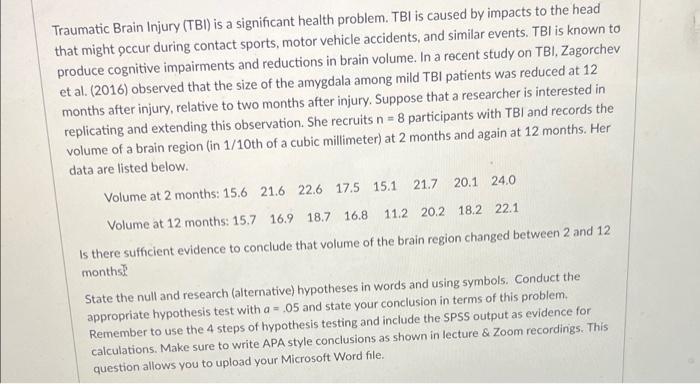 Solved Traumatic Brain Injury Tbi Is A Significant Health Chegg