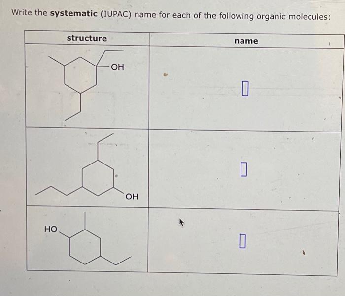 Solved Write The Systematic IUPAC Name For Each Of The Chegg