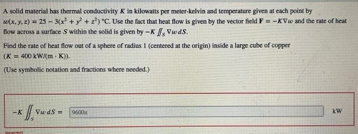 Solved A Solid Material Has Thermal Conductivity K In Chegg