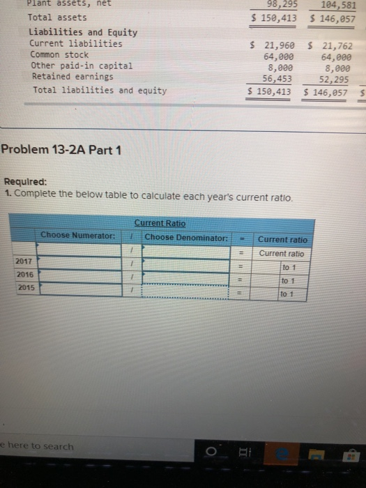 Solved Required Information Problem 13 2A Ratios Chegg