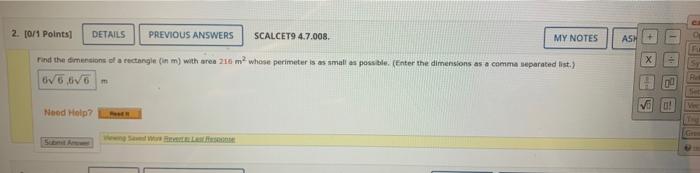 Solved Find The Dimensions Of A Rectangle With Area M Chegg