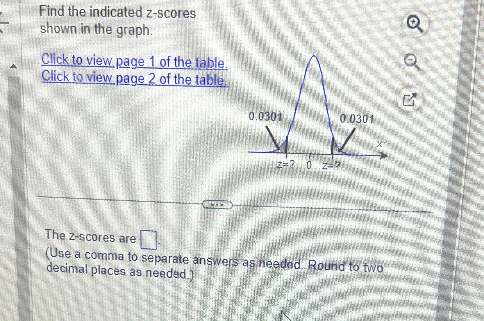 Solved Find The Indicated Z Scores Shown In The Graph Click Chegg