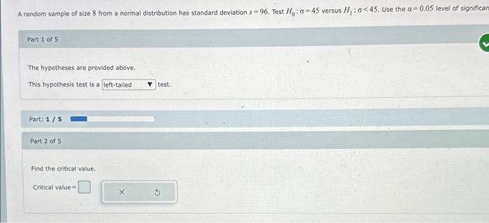 Solved A Random Sample Of Size 8 From A Normal Distribution Chegg