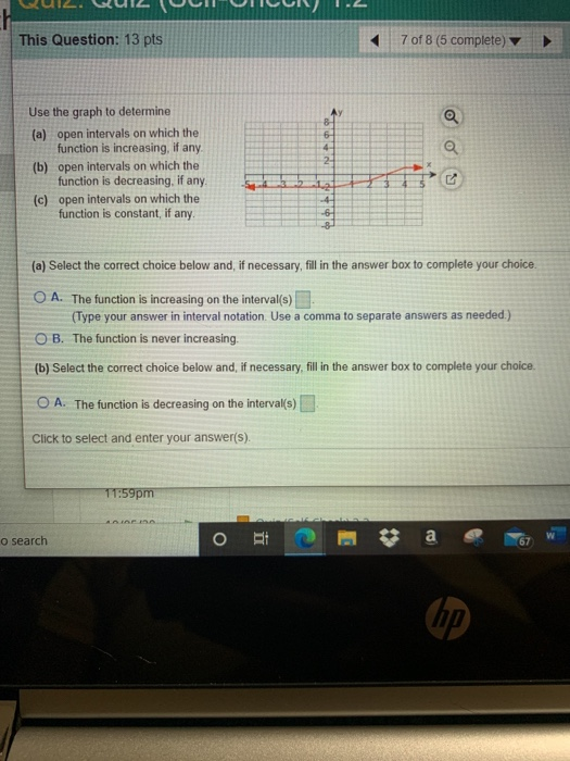 Solved Use The Graph To Determinea Open Intervals On Which Chegg