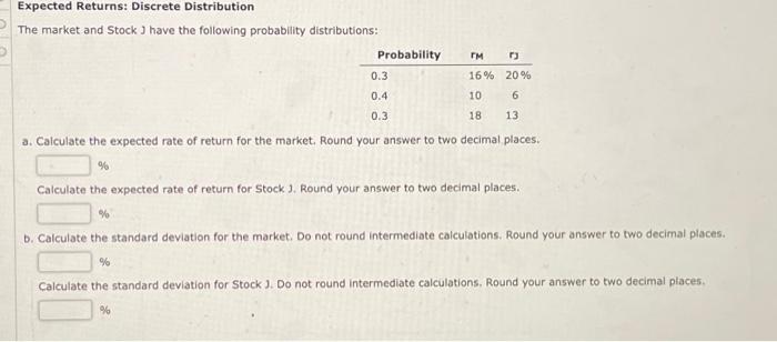 Solved Expected Returns Discrete Distribution The Market Chegg