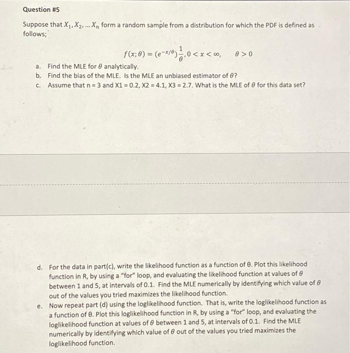 Solved Suppose That X1 X2 Xn Form A Random Sample From A Chegg