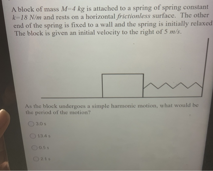 Solved A Block Of Mass M Kg Is Attached To A Spring Of Chegg