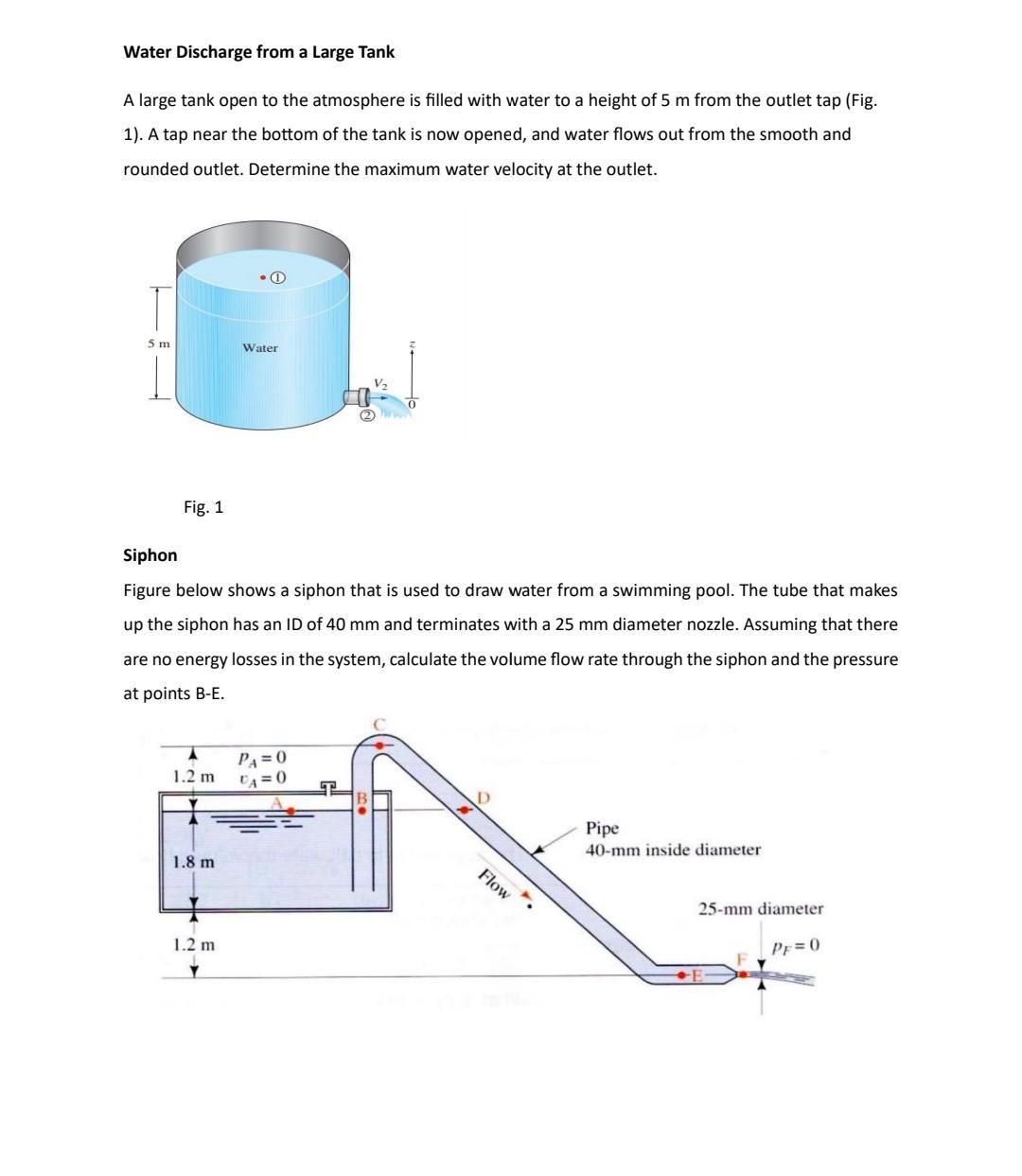 Solved Water Discharge From A Large Tank A Large Tank Open Chegg