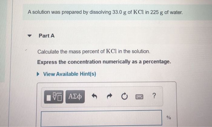 Solved A Solution Was Prepared By Dissolving G Of Kcl Chegg