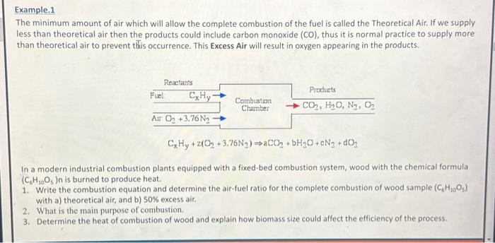 Solved Example The Minimum Amount Of Air Which Will Allow Chegg