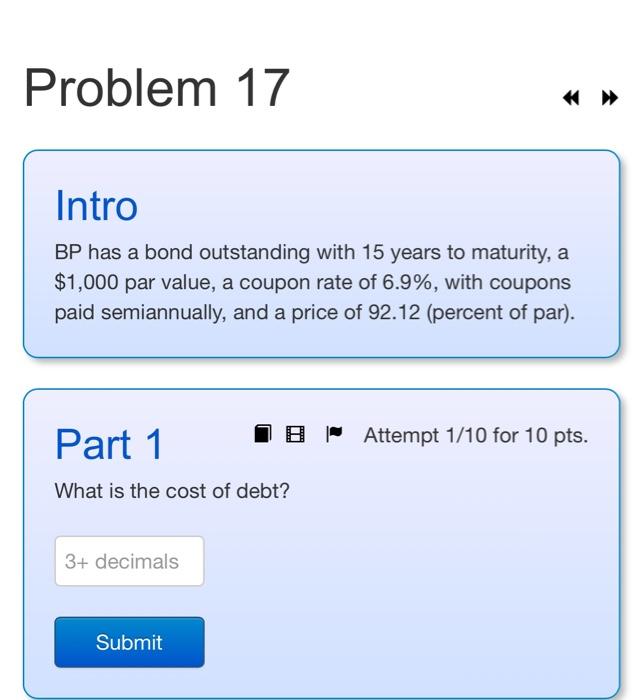 Solved Problem Intro Bp Has A Bond Outstanding With Chegg