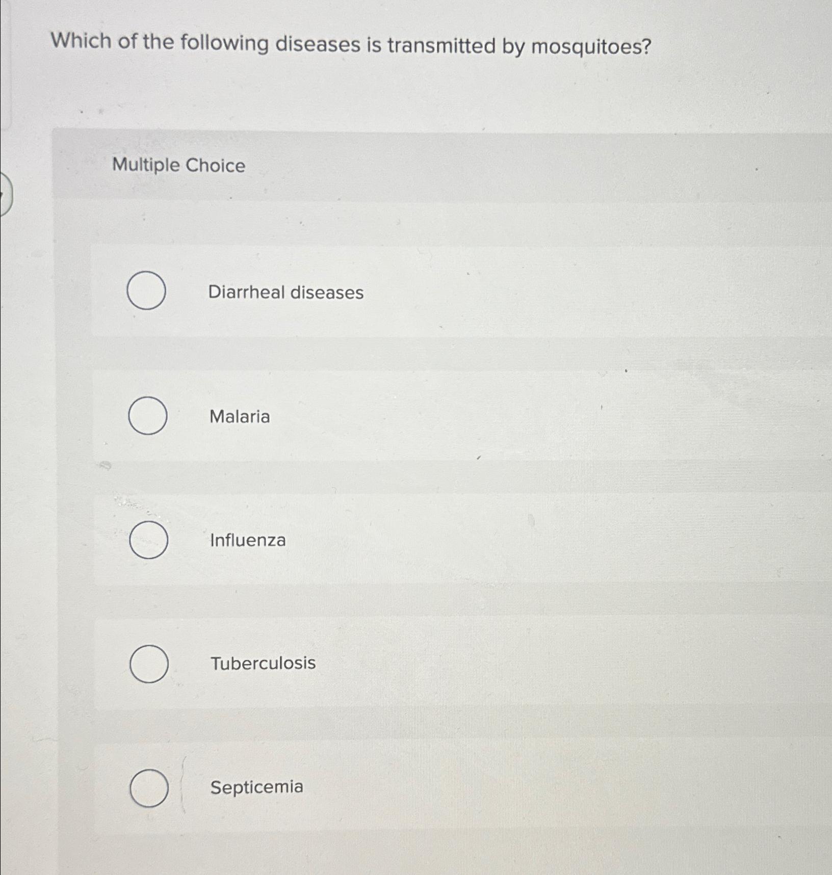 Solved Which Of The Following Diseases Is Transmitted By Chegg