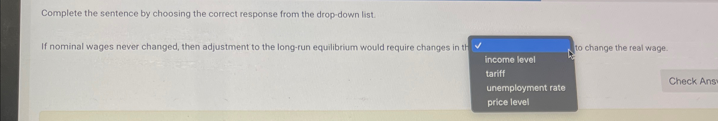 Solved Complete The Sentence By Choosing The Correct Chegg