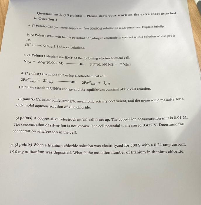 Solved 3 Points Calculate Ionic Strength Mean Ionic Chegg