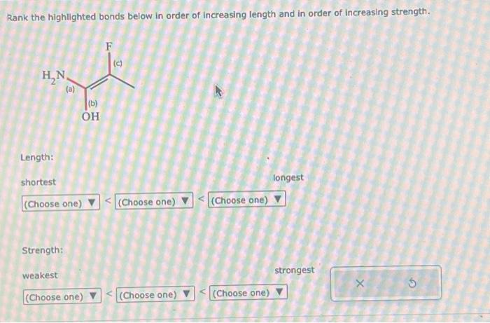 Solved Rank The Highlighted Bonds Below In Order Of Chegg