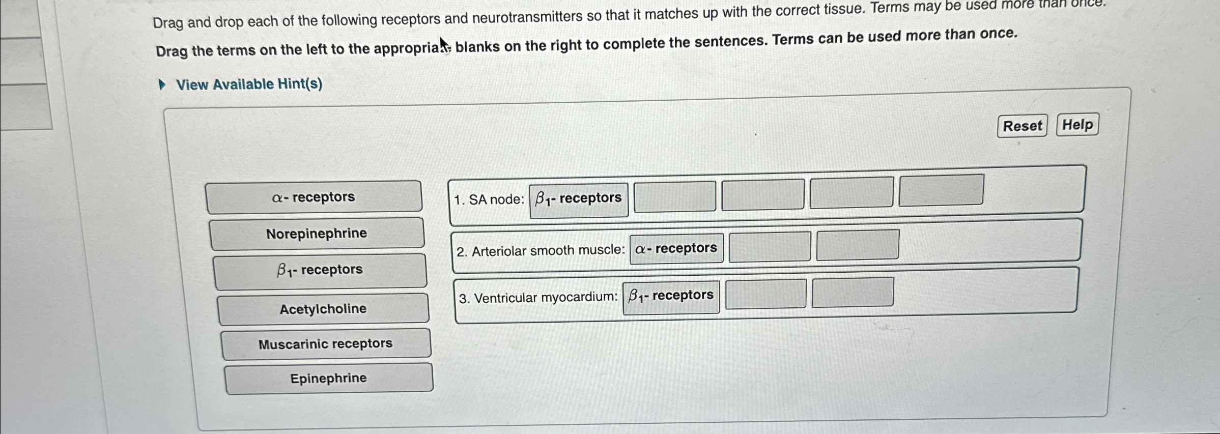 Solved Drag And Drop Each Of The Following Receptors And Chegg