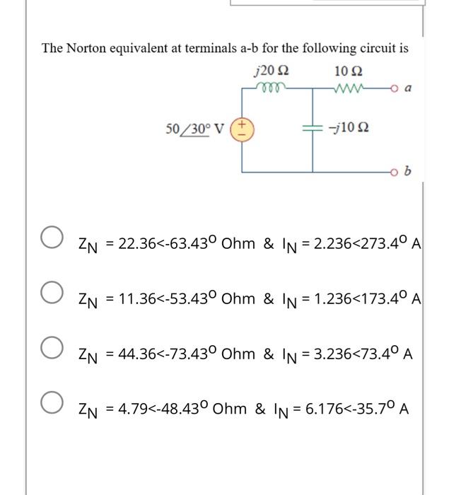 Solved The Norton Equivalent At Terminals A B For The Chegg