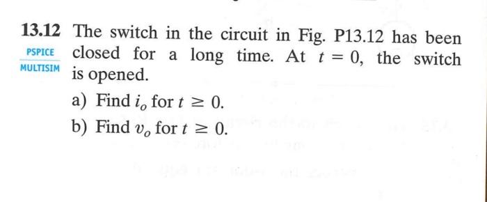 Solved The Switch In The Circuit In Fig P Has Chegg