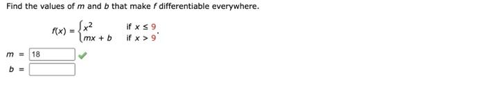 Solved Find The Values Of M And B That Make F Differentiable Chegg